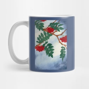 MOUNTAIN ASH LEAVES TREE TREES BLUE SKY SPRING SEASONS Mug